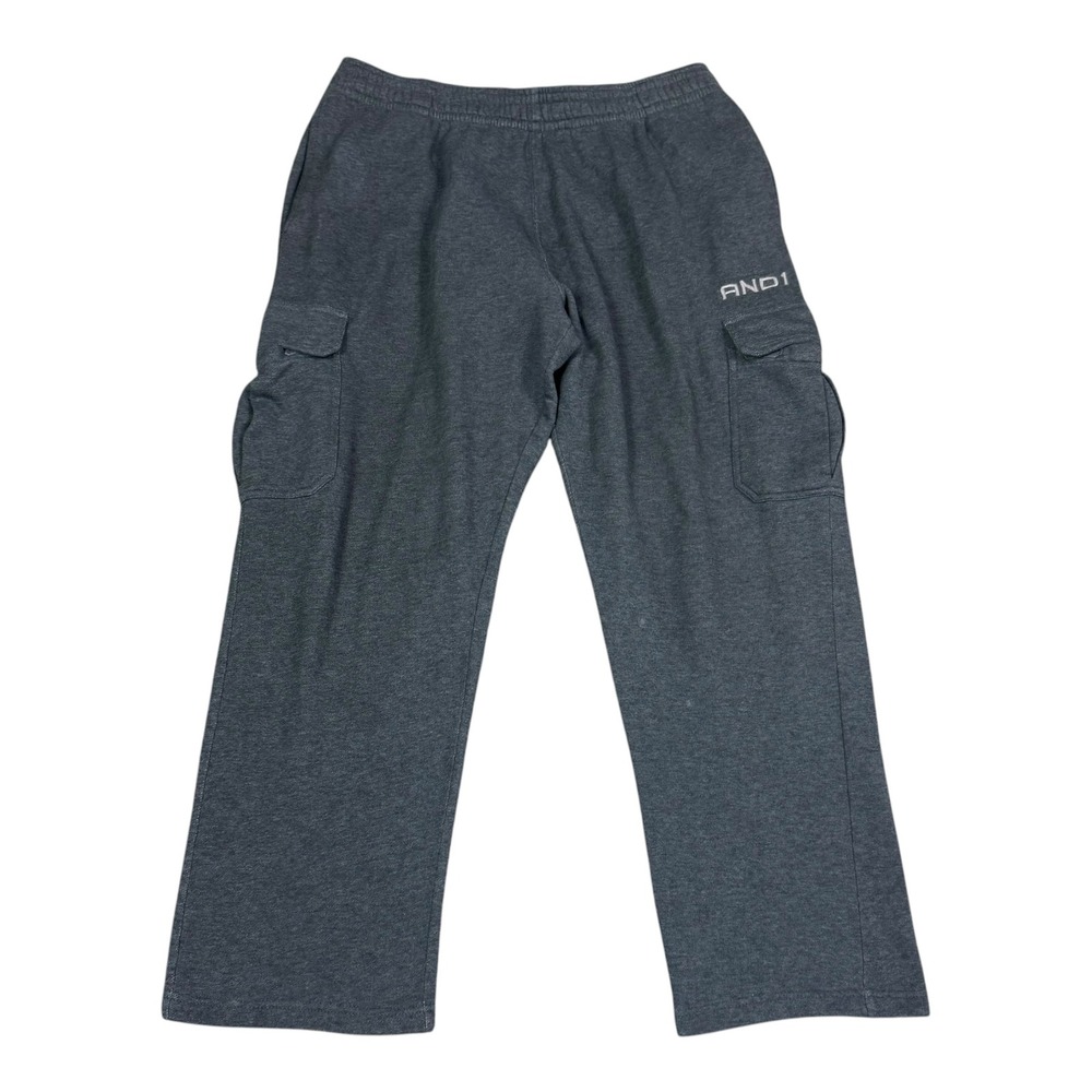 Y2K And1 And One Gray Wide Leg Cotton Cargo Sweatpants Men's Large (35x27 1/8)